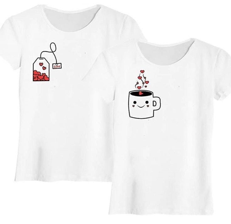 Dúo de Camisetas para Pareja Tea & Love - Algodón Licrado Premium (Set x2)