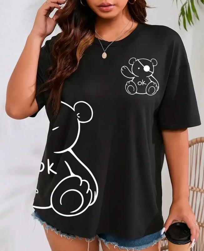 Camiseta Femenina Pirate Bear Oversize - Algodón Licrado Premium