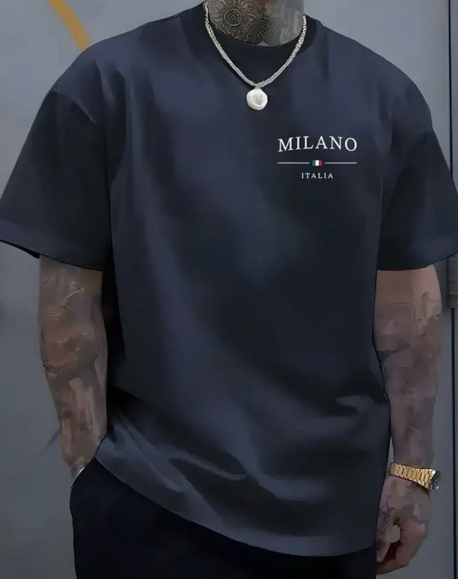 Camiseta Masculina Milano Italia - Algodón Licrado Premium Negro