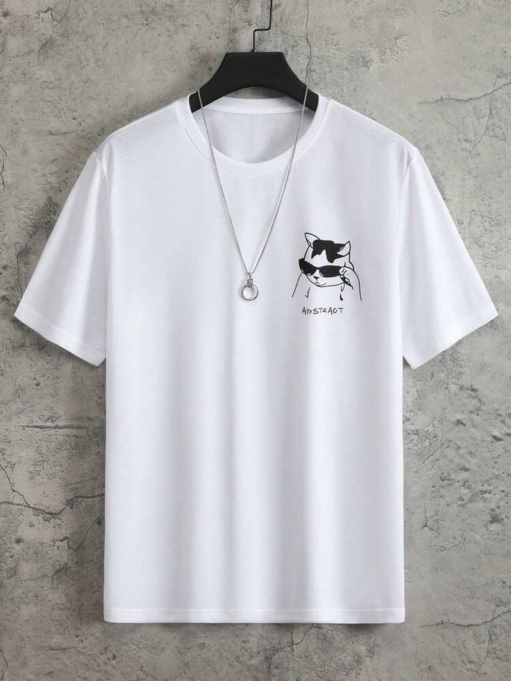 Camiseta Cool Cat Abstract para Hombre - Algodón Licrado Premium