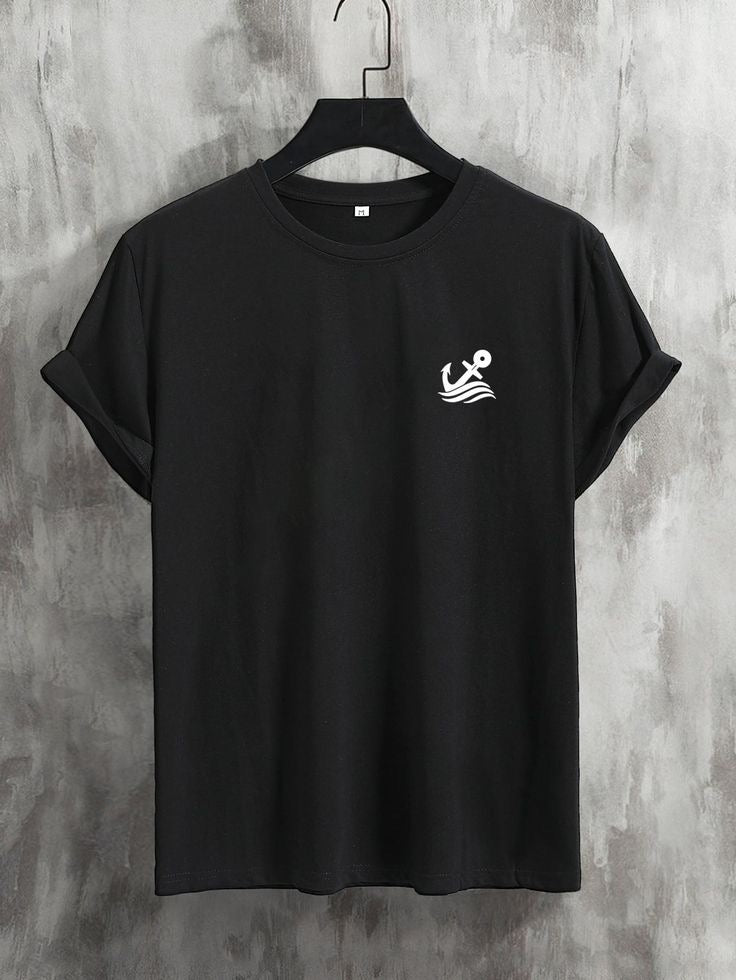 Camiseta Minimalista Navy Anchor para Hombre - Algodón Licrado Premium
