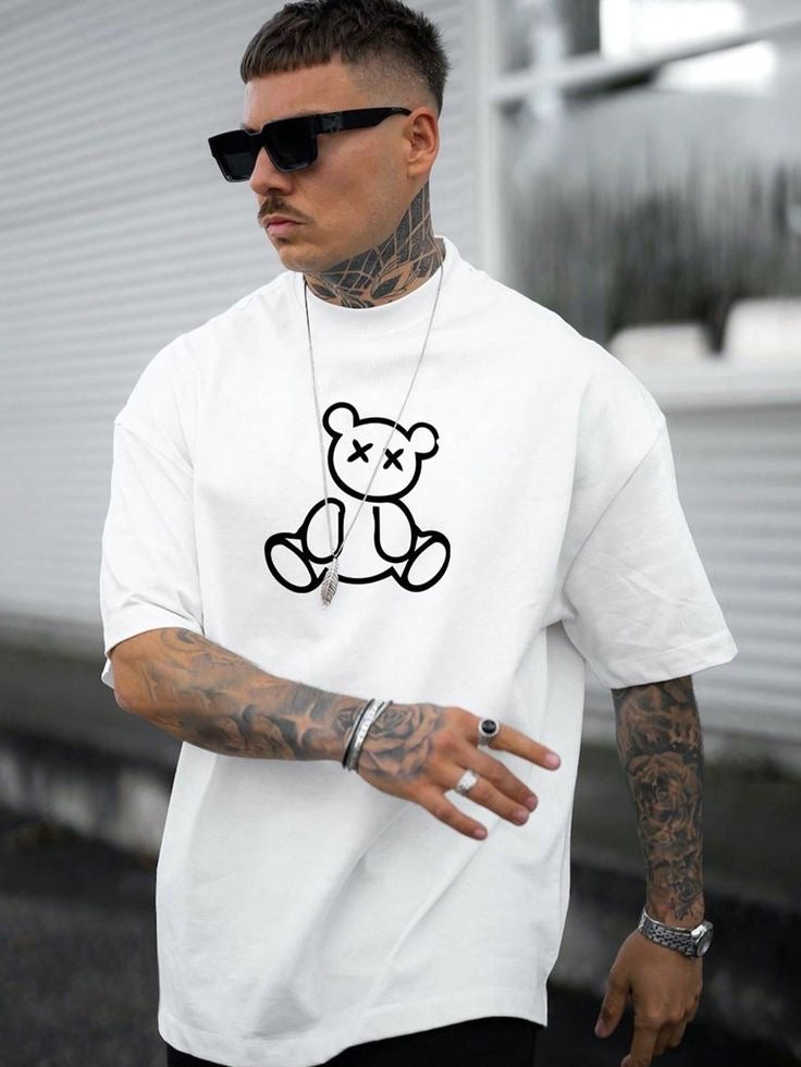 Camiseta Masculina XX Teddy Bear - Algodón Licrado Premium Blanco