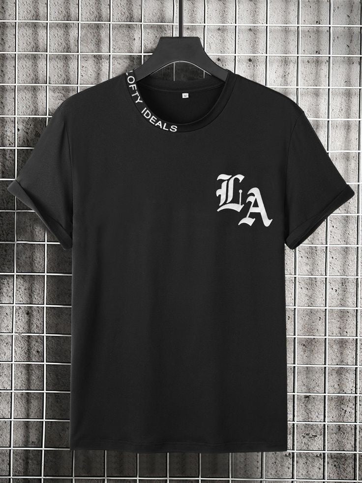 Camiseta Masculina LA Lofty Ideals - Algodón Licrado Premium Negro